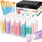Pastel Acrylic Paint Set with 12 Brushes, 24 Pastel Colors (59ml, 2oz) Art Craft Paint for Artists Students Kids Beginners, Halloween Decorations Canvas Ceramic Wood Rock Painting Supplies Kit